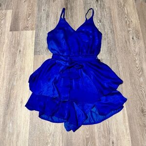 Royal Blue Sleeveless Romper Dress- Brand: Glam Size: Small